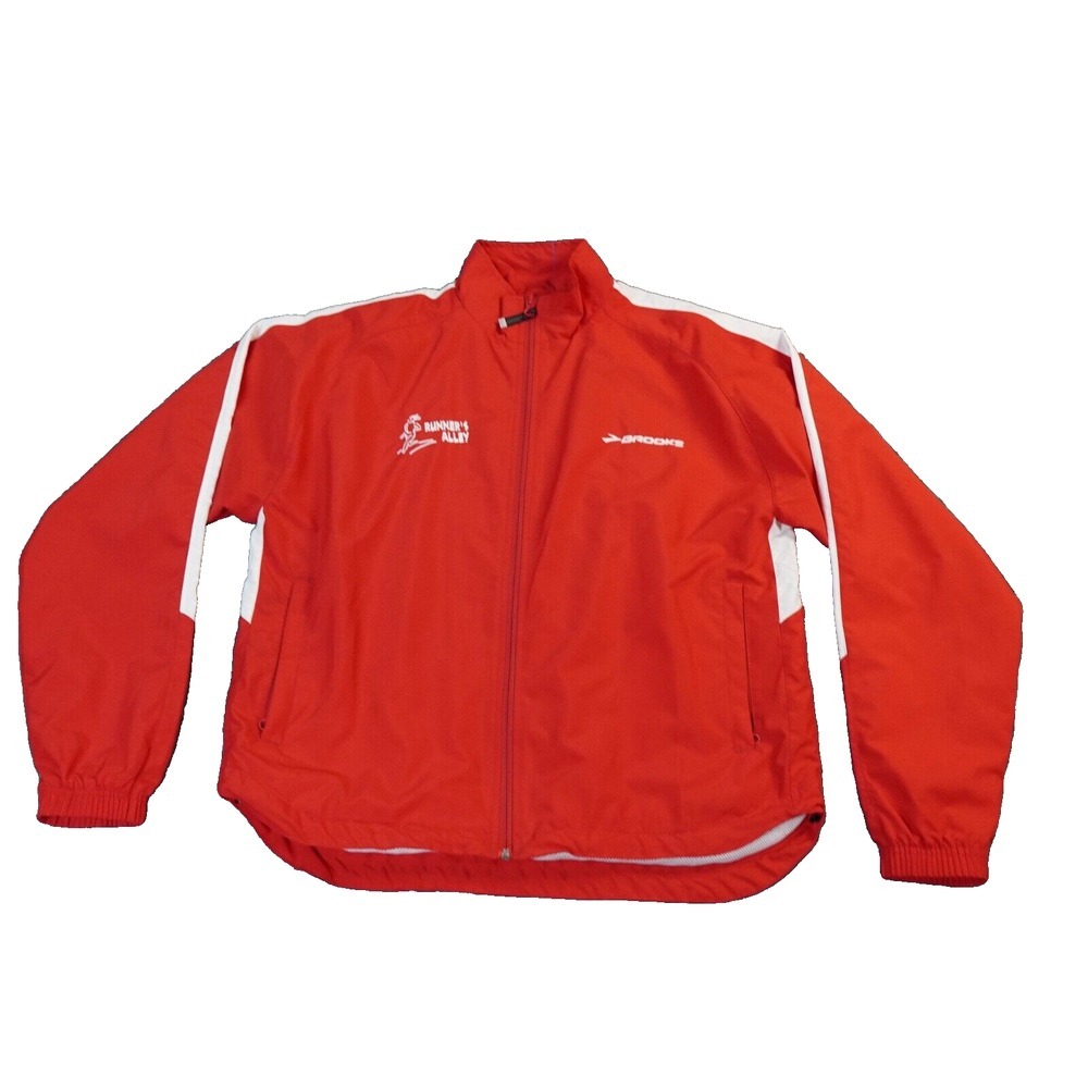 Brooks Jacket Mens Small Red Colorblock Team Runners Alley Seacost‎  Windbreaker
